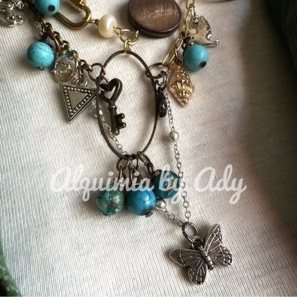 Eclectic turquoise charms  layered necklace - Picture 2 of 8